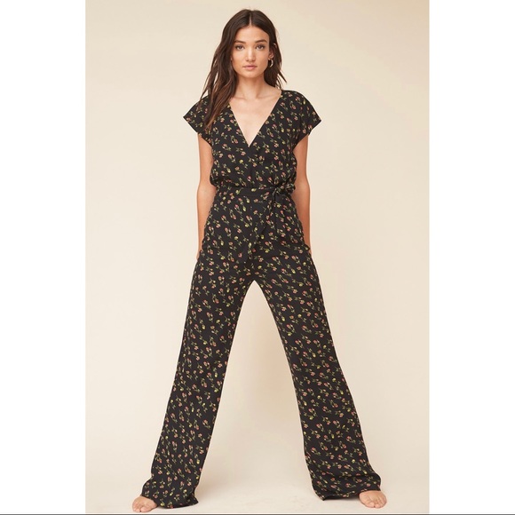 LPA Jumpsuit 76 Little Roses Black Floral - Picture 2 of 9